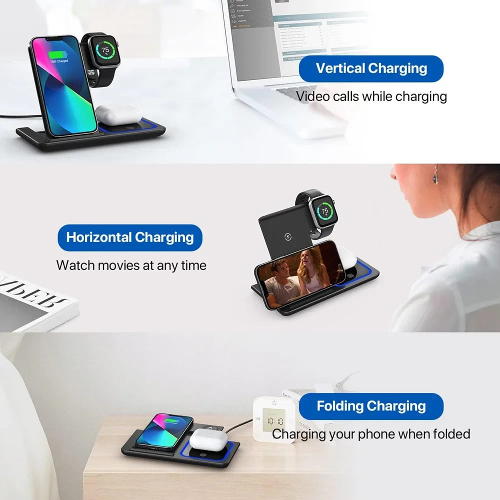 Foldable LED Wireless Charging Station